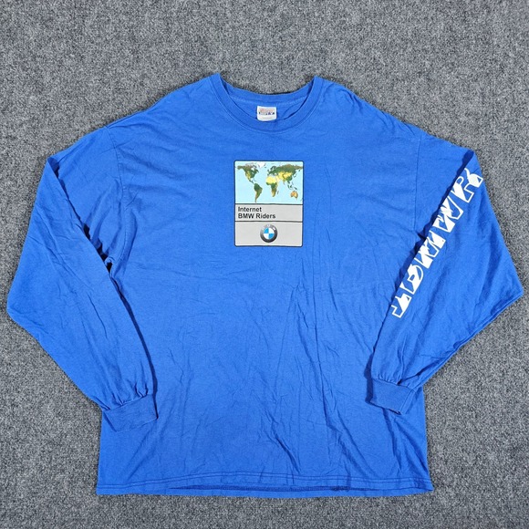 Hanes Other - Vintage‎ BMW Internet Riders Long Sleeve T Shirt Blue Mens 2XL Hanes Beefy Tech